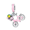 S925 Silver Pink Bicycle Charm