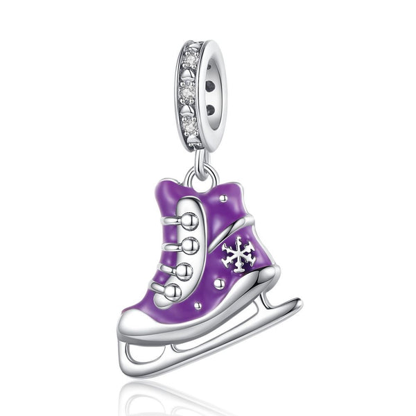 S925 Silver Purple Ice Skates Shoes