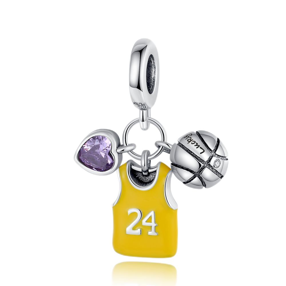 S925 Silver Basketball Clothes Charm
