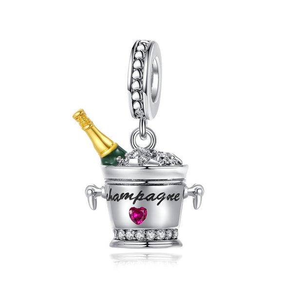 S925 Silver Champagne Charm
