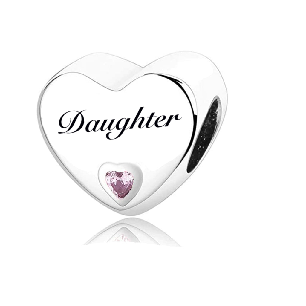 Silver Plated Heart Daughter Charm Bead For Bracelets