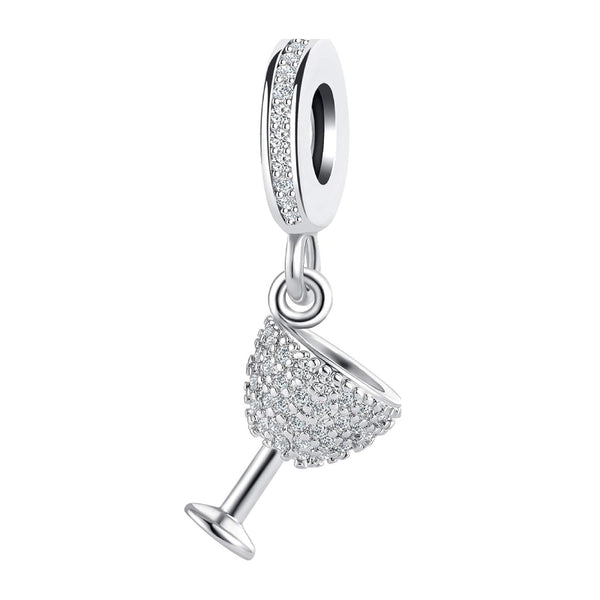 S925 Silver Wine Dangle Charm For Bracelet and Necklace