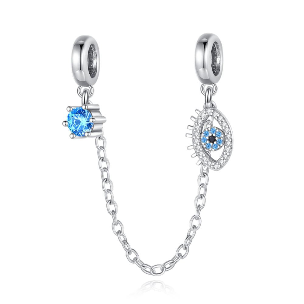 S925 Silver Evil Eye Safety Chain For Bracelet
