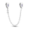 S925 Silver Peach Heart Safety Chain Charm For Bracelet