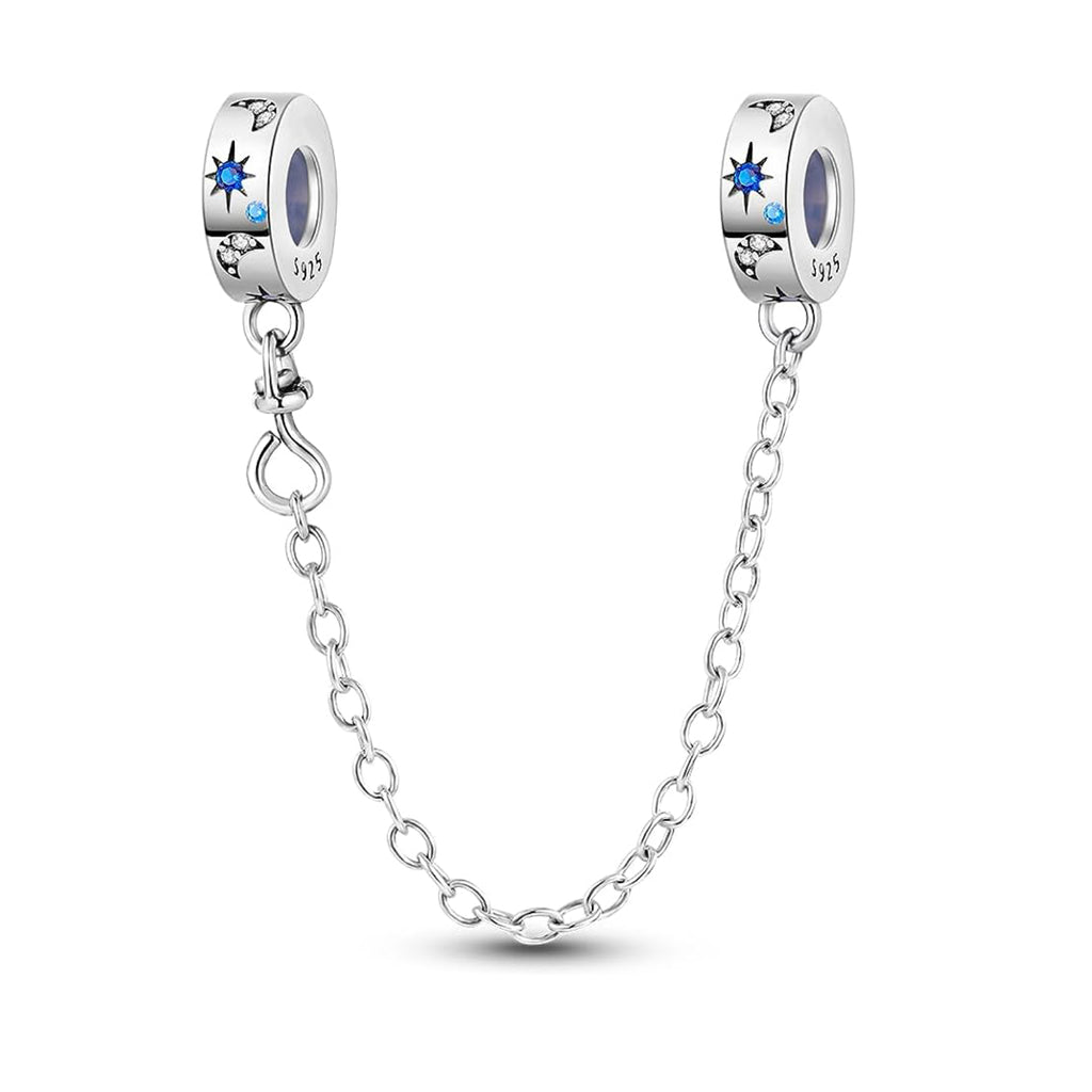 S925 Silver Starry Sky Safety Chain Charm For Bracelet