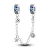 S925 Silver Shell Starfish Conch Safety Chain Charm For Bracelet