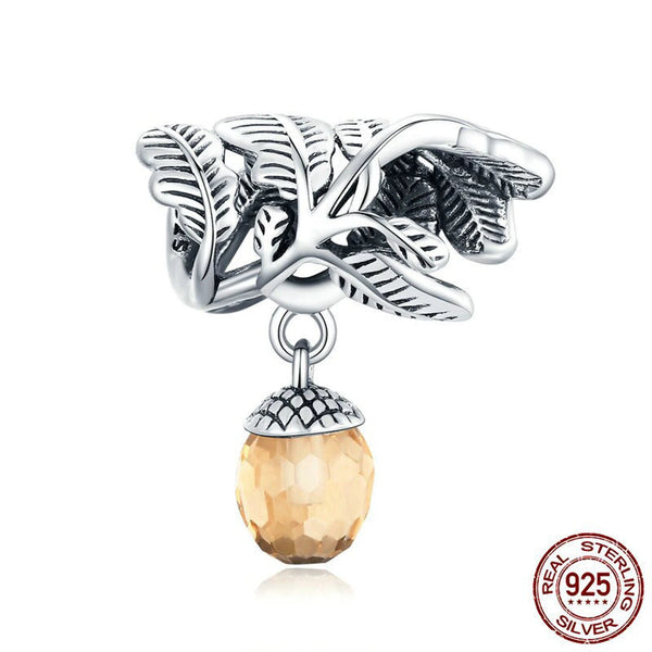 S925 Silver Pine Cones Charm Beads