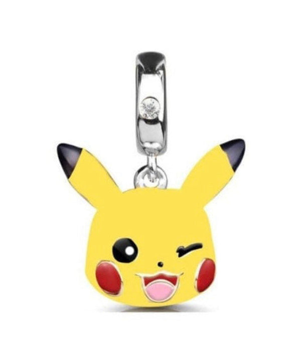 S925 Silver Pikachu Pokemon Yellow Charm For Bracelet and Necklace