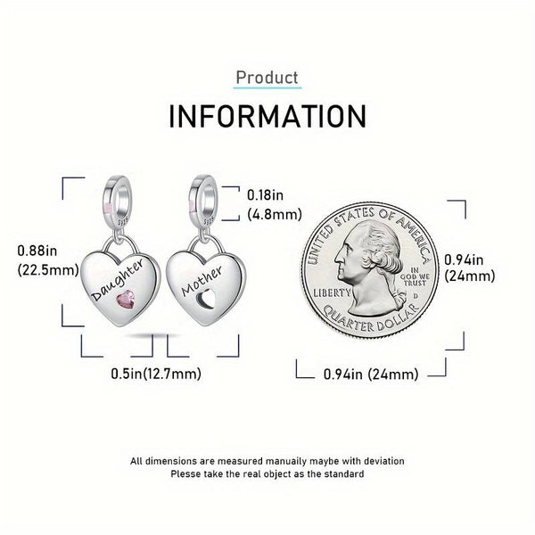 S925 Silver Mother and Daughter Dangle Charm For Bracelet and Necklace