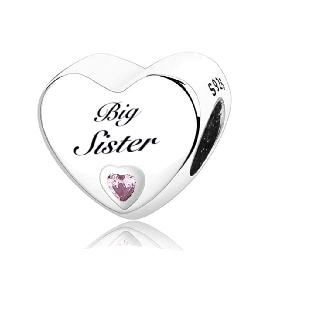 S925 Silver Big Sister Charm Heart Bead For Bracelet