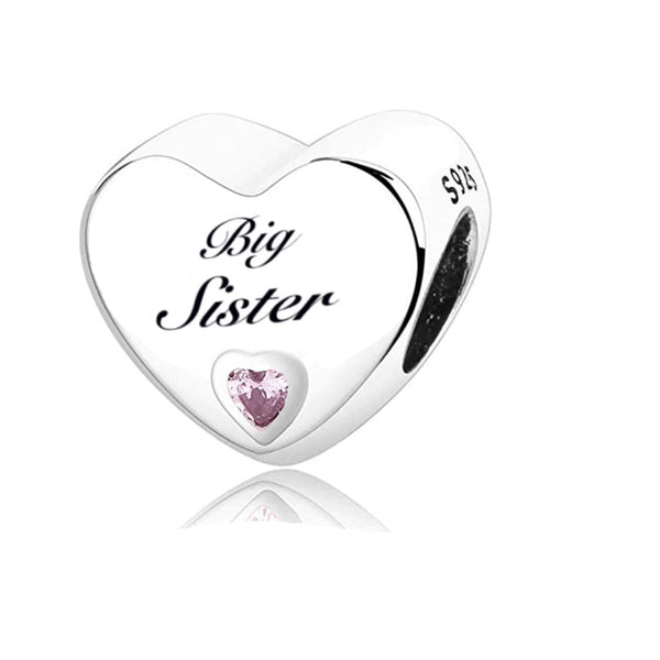 S925 Silver Big Sister Charm Heart Bead For Bracelet