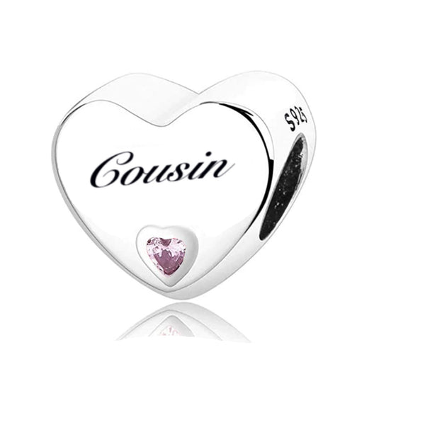 S925 Silver Cousin Charm Heart Bead For Bracelet