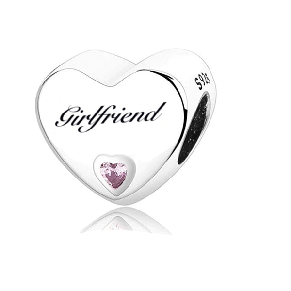 S925 Silver Girlfriend Charm Heart Bead For Bracelet