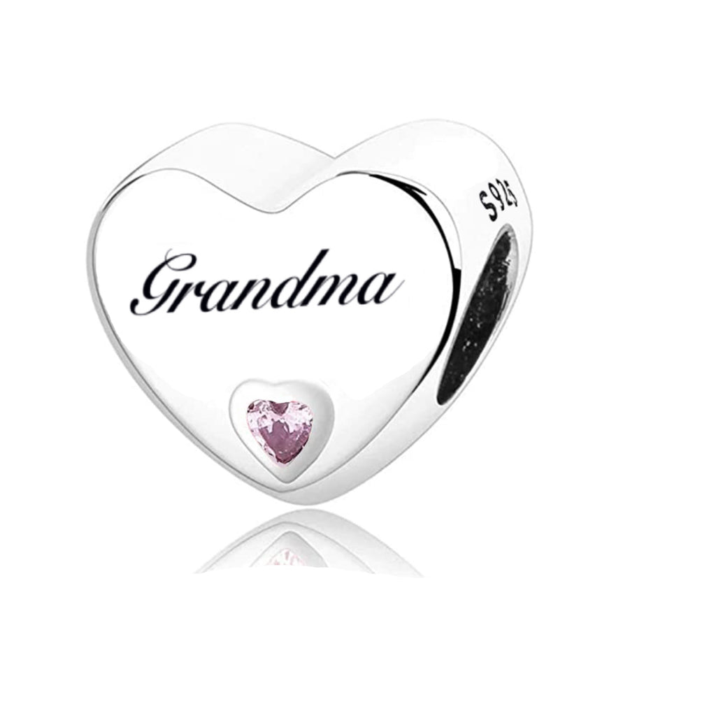 S925 Silver Grandma Charm Heart Bead For Bracelet