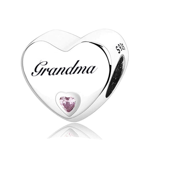 S925 Silver Grandma Charm Heart Bead For Bracelet