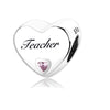 S925 Silver Teacher Charm Heart Bead For Bracelet