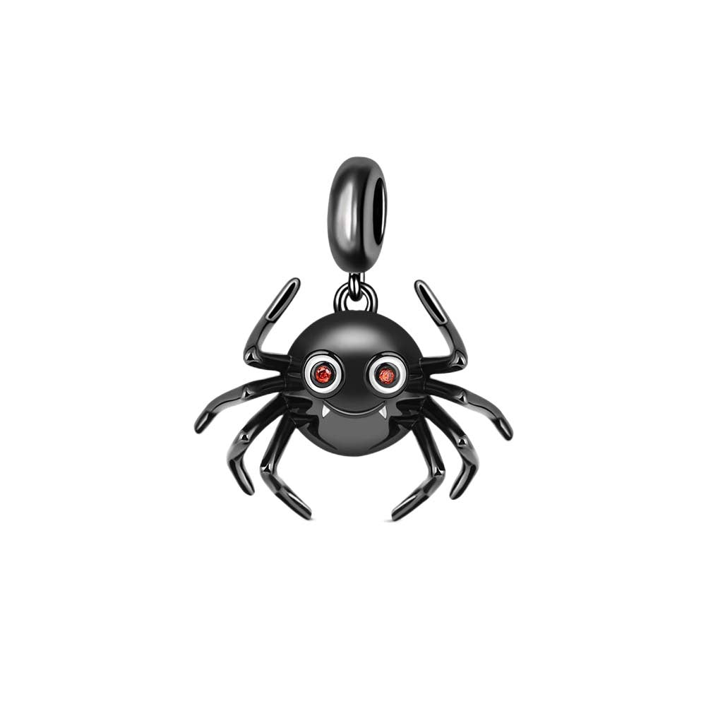 S925 Silver Black Spider Charm
