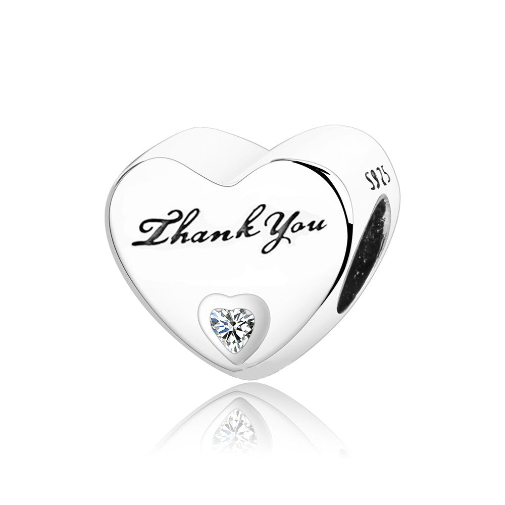 S925 Silver Thank you Charm Bead For Bracelet and Necklace