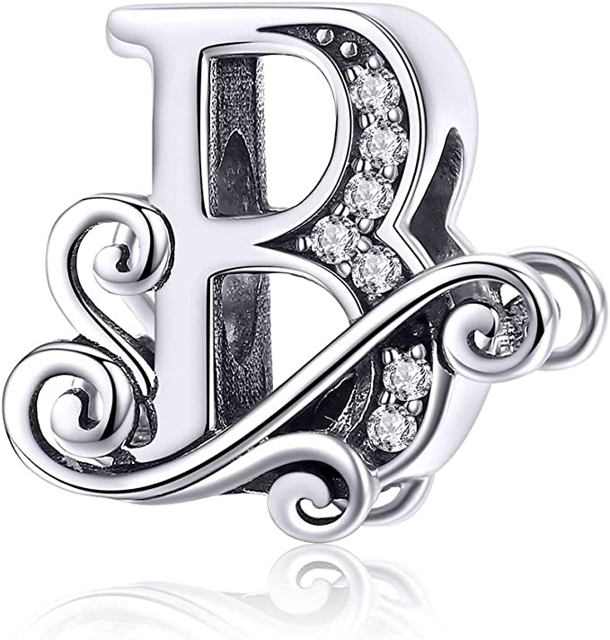 S925 Alphabet 26 Letter Initial Charms For Most Bracelet and Necklace