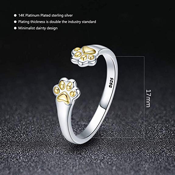 MsRosy Animal Footprints Open Size Adjustable Finger Rings - msrosy