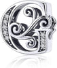 S925 Alphabet 26 Letter Initial Charms For Most Bracelet and Necklace